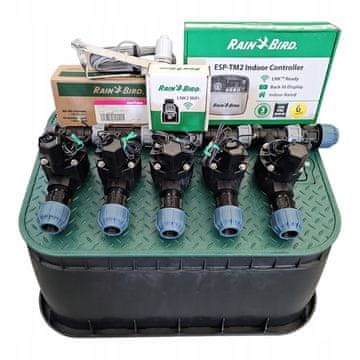 Komplet s 5 postajami Rain Bird: Zbiralnik s čepom, TM2, LNK, RSD Bex, PE 20