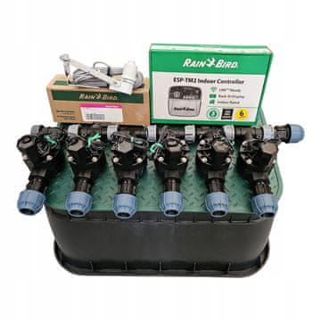 Komplet s 6 postajami Rain Bird: Zbiralnik s čepom, TM2, RSD Bex, PE 32