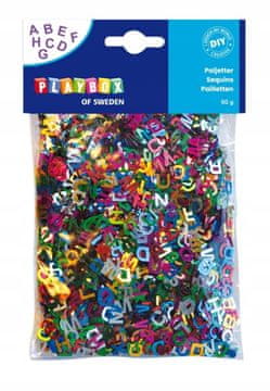 PLAYBOX Konfeti z bleščicami, pisani ČRKE, 7 x 7 mm, 50 g
