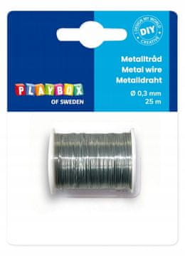 PLAYBOX DIY SREBRNA kovinska žica za dekoracijo 25 m Ø 0,3 mm