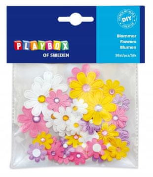 PLAYBOX Material za pisane samolepilne rože za samostojno izdelavo, 36 kosov