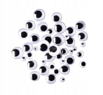 PLAYBOX Premične oči, črno-bele, Ø 4, 7, 10, 15 mm, 200 kosov