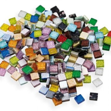 PLAYBOX Mozaični barviti bleščeči stekleni kamni za DIY 10×10 mm 300 kosov