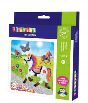 PLAYBOX PERLE ZA LIŽANJE Konj in metulj 2000 kosov + papir + vzorec