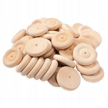 PLAYBOX Leseni obročki z luknjami za DIY Ø50x12mm 50 kosov