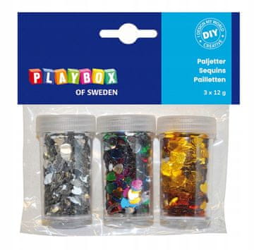 PLAYBOX Srčki iz bleščic za solnico, narejeni sami, 3 x 12 g