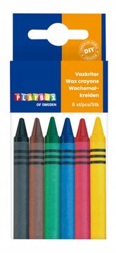 PLAYBOX Voščene barvice za domačo uporabo, 6 kosov, dolžina 88 mm, Ø 8 mm