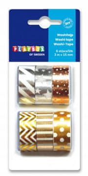 PLAYBOX DIY Washi trak, dekorativni trak, 6 kosov, 3 m x 15 mm