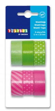 PLAYBOX DIY Washi trak, okrasni trak, 6 kosov, 3 m x 15 mm, R