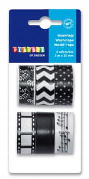 PLAYBOX Samolepilni washi trakovi, 2 samolepilna traku, 6 kosov, 3 m x 15 mm