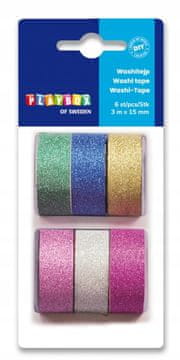 PLAYBOX DIY Washi trakovi, 6 kosov, 3 m x 15 mm, modri