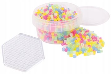 PLAYBOX Likalne perle Ø5mm PROZORNE v škatli s 1000 kosi + blazinica
