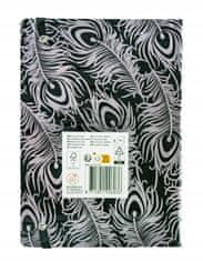 Zvezek z radirko PEACOCK FEATHERS, črtan B6, 17,5x8,5 cm, 80 listov, 80 g/m²