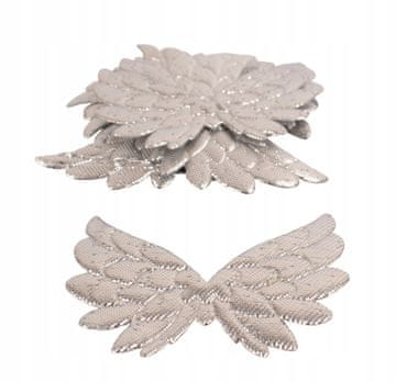 PLAYBOX Angelska krila iz blaga za DIY, srebrna, 5×3 cm, 10 kosov