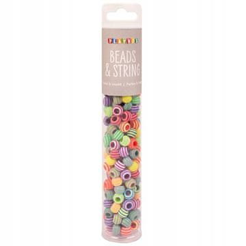 PLAYBOX Elastične perlice za DIY nakit, zapestnice, pastelne črte, 180 kosov