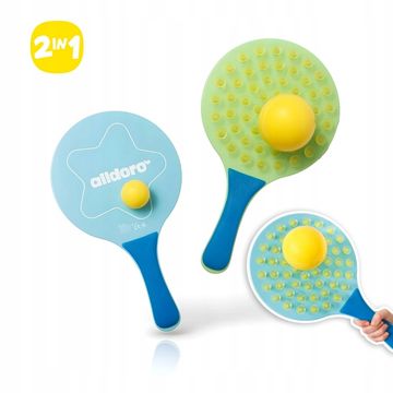 Komplet žogic za tenis na mivki 2 v 1 za odbijanje in lovljenje 2 žogic + 2 žogici