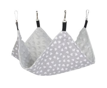 Lauren Design Viseča mreža za glodavce 45x45 cm srčki + siva minky