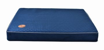 Lauren Design Ortopedska vzmetnica Hector temno modra žametna karo XXL - 120 x 85 x 12 cm