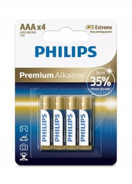 Philips Alkalne baterije AAA x 4 Premium Alkaline