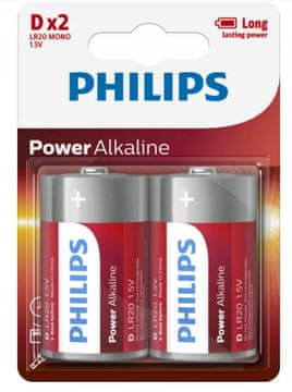 Philips 2 alkalni bateriji Power D