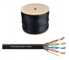 Internetni kabel z zasukano parico 5e z gel premazom, črne barve, 1 m