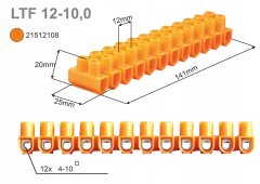 Simet Navojna priključna letev 10 mm² 12-sledna