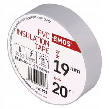 Emos PVC izolacijski trak 19 mm x 20 m bele barve