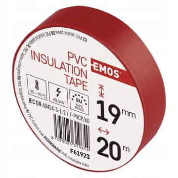Emos PVC izolacijski trak 19 mm x 20 m rdeč