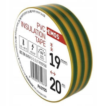 Emos PVC izolacijski trak 19 mm x 20 m rumeno-zelen