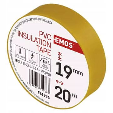 Emos PVC izolacijski trak 19 mm x 20 m rumene barve