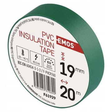 Emos PVC izolacijski trak 19 mm x 20 m zelene barve