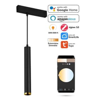WiFi Zigbee cevna LED viseča svetilka 10W za magnetne tirnice SMART TRACK 230VAC 3000-5000K zatemnljiva
