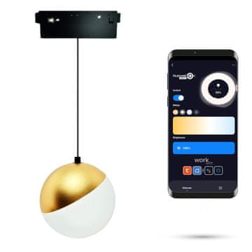 WiFi Zigbee LED viseča svetilka s kroglico zlata 10W za magnetne tirnice SMART TRACK 48VDC 3000-5000K zatemnljiva