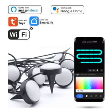 Vrtne luči Tuya RGBIC Wifi 15m, zabite v zemljo