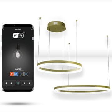 WiFi Tuya okrogla svetilka 60 cm + 40 cm LED zlati viseči obroč krog