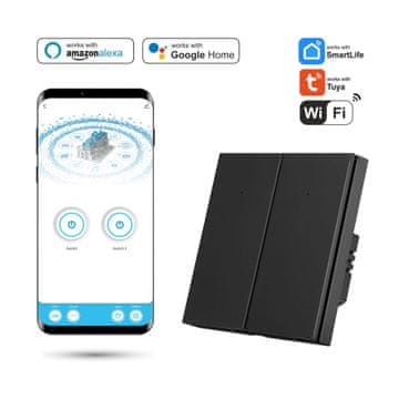 Dvojno stikalo Tuya SmartLife Zigbee z N črno