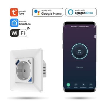 Tuya Wifi vtičnica 20W polnilnik USB-C USB-A merjenje energije