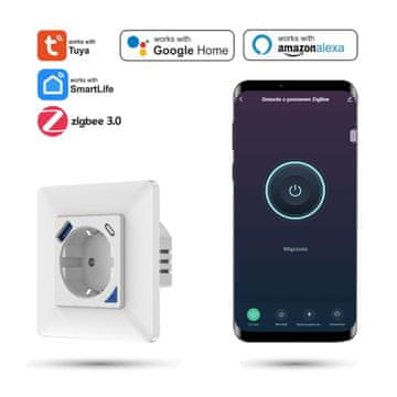Zigbee vtičnica Tuya polnilnik 20W USB-C USB-A merjenje energije