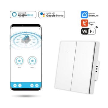 Tuya pametno Wi-Fi dvojno stikalo z N Life, belo
