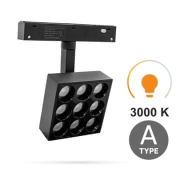 Reflektorska mreža kvadratna 9W 3000K topla GG9 tip A za magnetne tirnice SMART TRACK 48VDC
