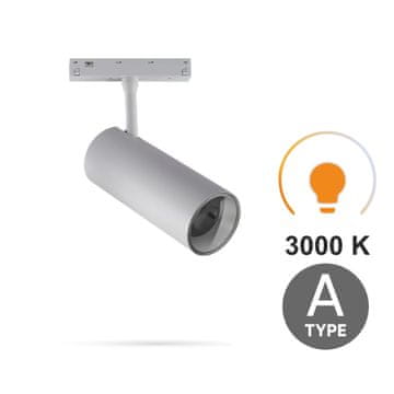 Bela LED tirna svetilka 12W 3000K toplo bela tip A za magnetne tirnice SMART TRACK 48VDC