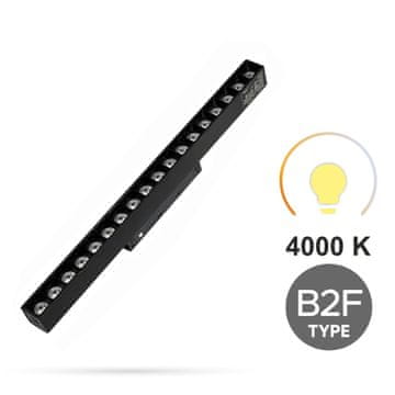 Mrežasta 18W 3CCT linearna reflektorska svetilka tip B2F za magnetne tirnice SMART TRACK 48VDC