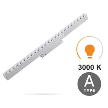 Bela linearna reflektorska svetilka z mrežico 24W 3CCT tip A za magnetne tirnice SMART TRACK 48VDC