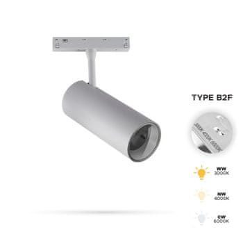 Bela LED tirna svetilka 12W 3CCT tip B2F za magnetne tirnice SMART TRACK 48VDC