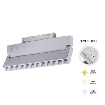 Nastavljiv beli LED linearni reflektor 12W 3CCT tip B2F za magnetne tirnice SMART TRACK 48VDC