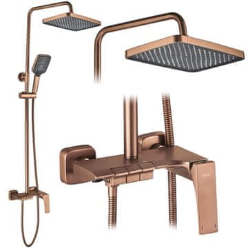 REA Komplet za prho iz brušenega bakra Modern Joe Copper Dežna prha