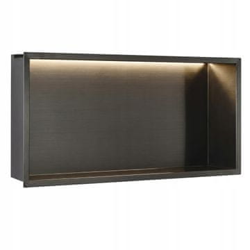 REA Vgradna polica z LED osvetlitvijo, titanovo temno siva, podometna, 60x30x10 cm