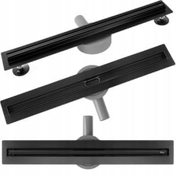 REA Neox Slim Pro Black podolgovat linearni odtok za tuš, mat črn, 70 cm