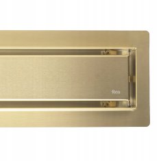 REA Neox brušen zlat dolg talni linearni odtok za tuš 70 cm