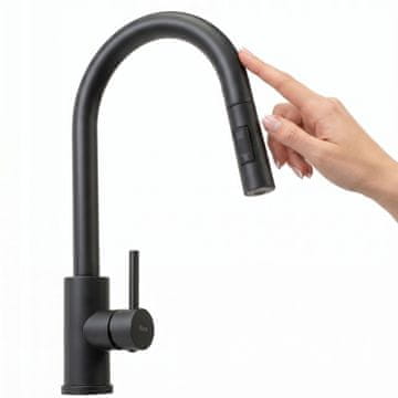 REA Kuhinjska pipa Fresh Touch Matte Black z izvlečnim izlivom